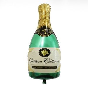 EXTRA LARGE Mylar Green ‘Chateau Celebration’ Champagne Bottle Balloon